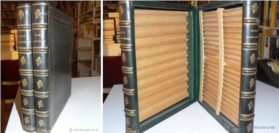 Caja de puro y cigarros en forma de libro